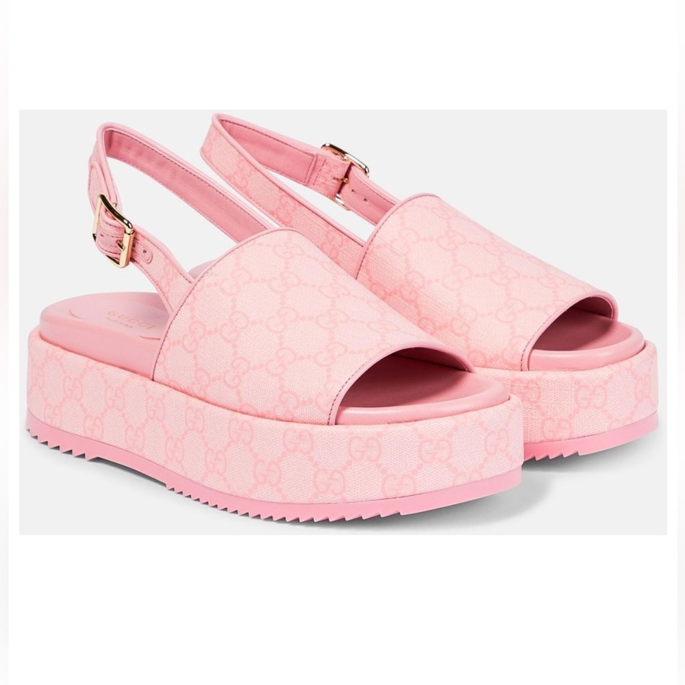 NEW Gucci Angelina pink logo platform slides - Picture 3 of 10